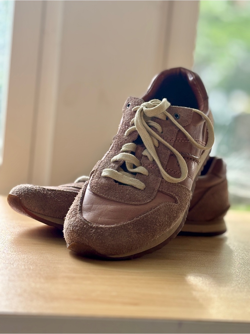 Frye Kane Runner Leather & Suede Low Top Lace Up Sneakers Womens Size 10M Mauve